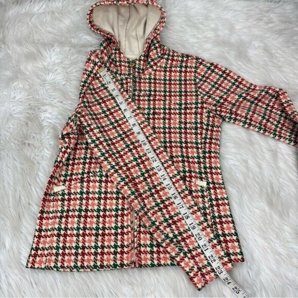 Burton Dryride Fleece Hoodie Womens Medium Red Green Houndstooth Full Zip Jacket - Picture 13 of 13